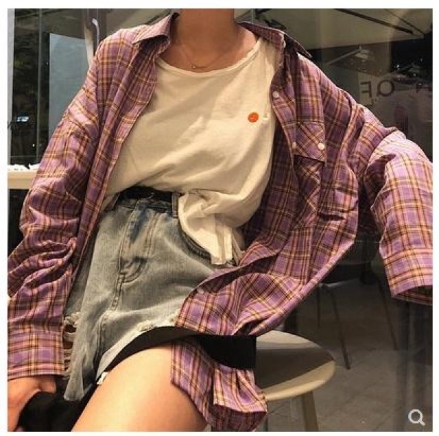 [해외] 여성 신상 캐주얼 복고 체크무늬 셔츠