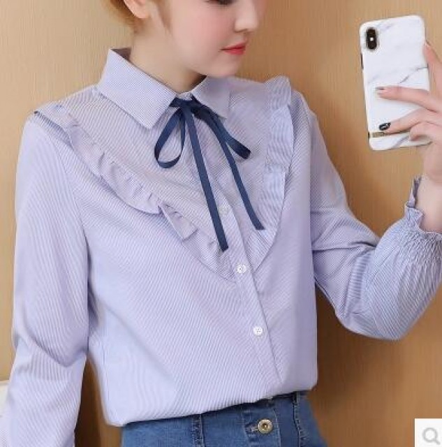 [해외] 여성 의류 봄 옷 신상 리본 셔츠 소매 큐티 스타일