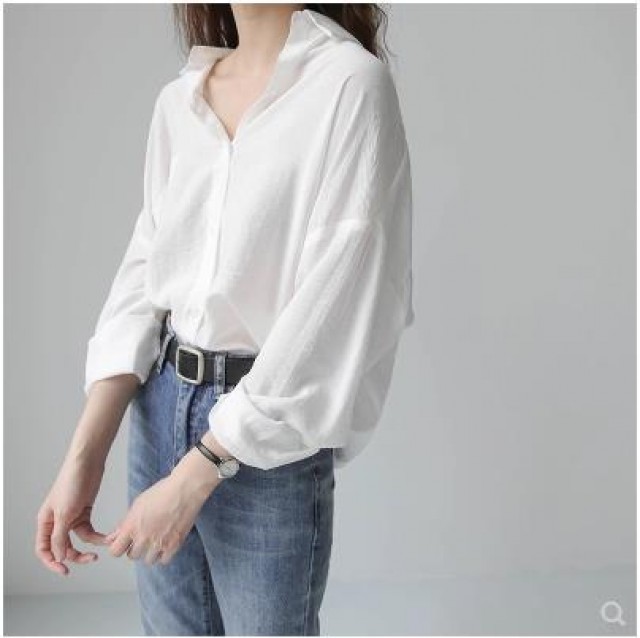 [해외] 봄신상 여성 패션 캐주얼 복고 슬림 루즈핏 심플 남방 긴팔와이셔츠