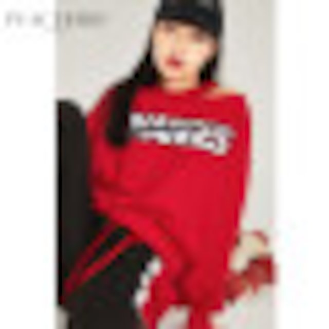 [해외]W14602C 태평 새 빨간 스웨터 여성 봄과 가을 새로운 중공 strapless 긴팔 셔츠 스트레이트 인쇄 면화의 한국어 버전